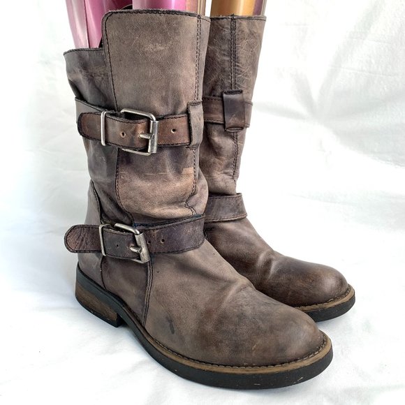Steve Madden Caveat Moto Boots Brown 